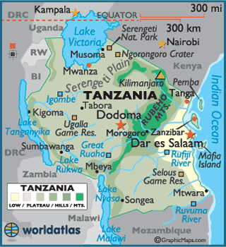 tanzanie regional carte